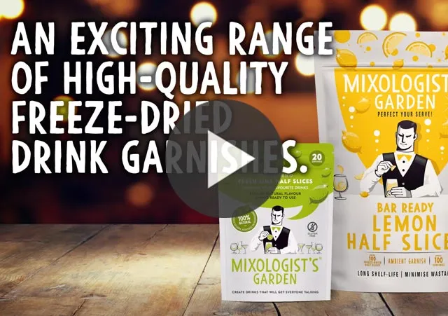 Still from a motion graphics video for a Mixologist's Garden trade show booth