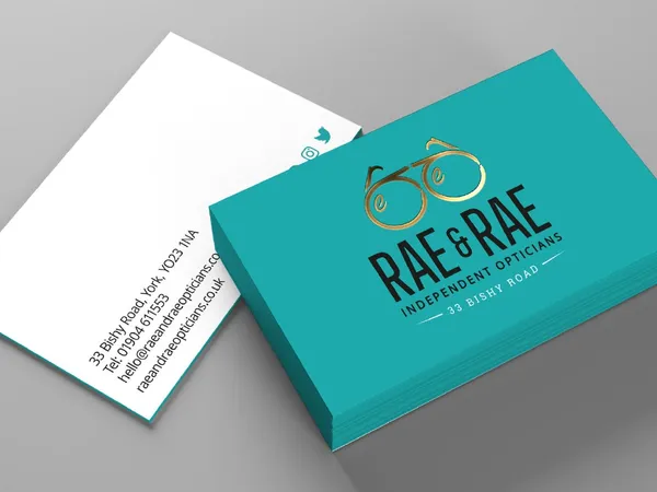 Rae & Rae Opticians branded business card design